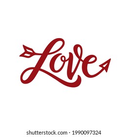 Love arrow monogram hand drawn calligraphy. Vector illustration.