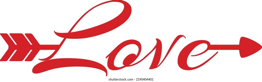 Love Arrow Red Icon. Vector Illustration. Text Banner