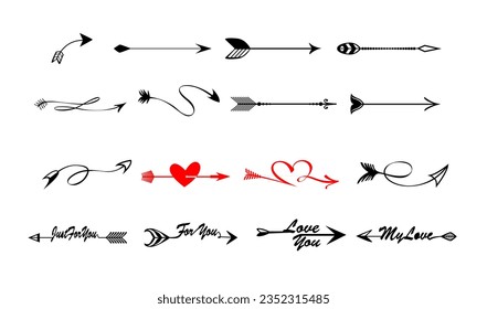 Love arrow vector illustration, silhouette design. Eps 10