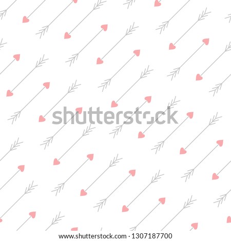 Love arrows diagonal seamless pattern. Arrows of Eros (Amour, Cupid). Vector illustration.
