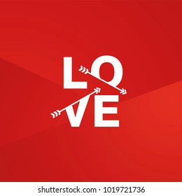 Love arrows font red background