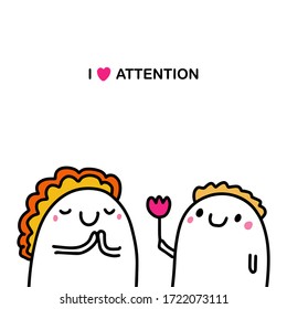 I love attention hand drawn vector illustration in cartoon comic style people dating couple