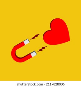 Love attraction. Love, heart, magnet illustration. Valentine's day. Flat illustration style. Isolated vector for icon, infographic, website, apps and other uses.