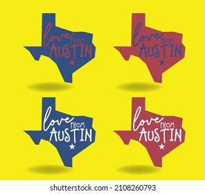 love from Austin, Texas logo design concept, vector eps