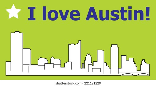 I love Austin,Texas city silhouette