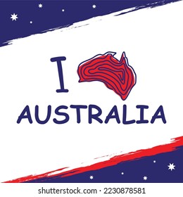 I Love Australia background with map fingerprint style. Vector illustration EPS.8 EPS.10