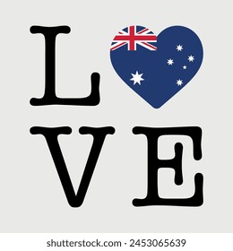 I Love Australia flag heart icon vector illustration