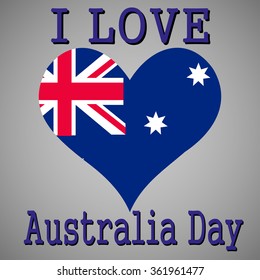 I love Australia, heart on background