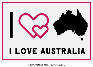 Amo Australia. Silueta de mapa vectorial aislada