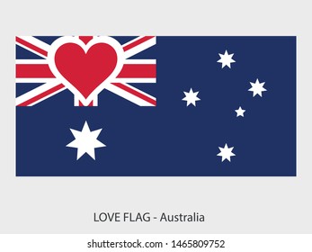I love Australia, vector flag with heart sign symbolizing love for that country