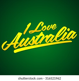 I love Australia - vector lettering, icon, emblem typographic design
