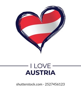 I Love Austria Banner with Flag in Heart. Austria love Emblem Isolated on White Background. Vector, Illustration, Isolated, Love, Background.