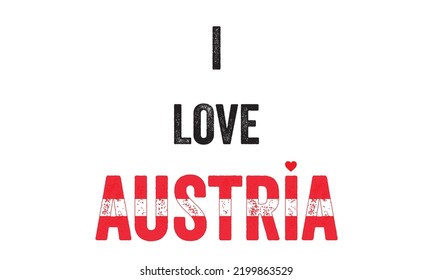 Amo Austria, Austria Bandera colores, Corazón, texto, tipografía, diseño