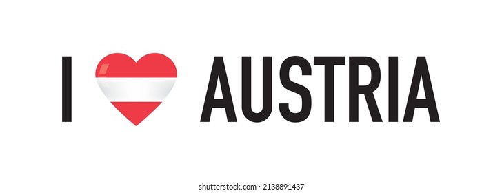 Amo Austria - Diseño de bandera y texto aislado en un fondo blanco