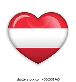  Love Austria.  Flag Heart Glossy Button