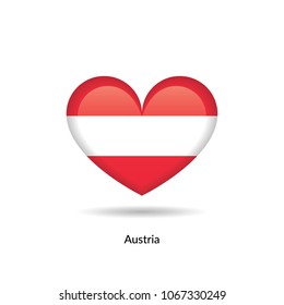 Love Austria - heart flag. Vector EPS10 Illustration.