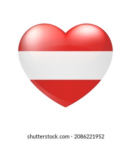 Love Austria symbol. Vector Heart flag icon isolated on white background eps10