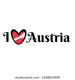  I love Austria, vector graphic, heart flag
