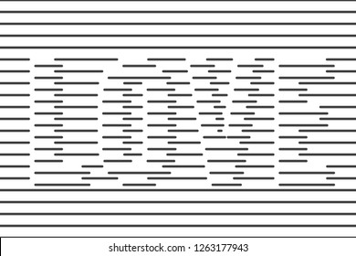 Love Authentic Invisible Style Logo Lettering Made with Repeating Horizontal Lines as Decorative Print Template - Black Elements on White Background - Vector T-Shirt Graphic Design