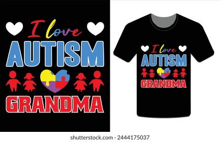 I love autism grandma, Autism t-shirt vector Art