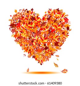 I love autumn! Heart shape from falling leaves