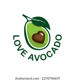 Love avocado logo with a pit in shape of heart