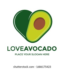 Love avocado vector logo template. This design use two fruits and green color. 