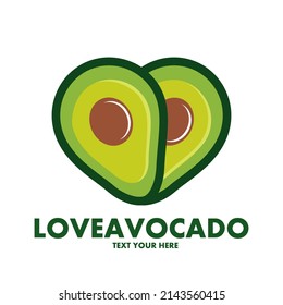 Love avocado vector logo template. This design use two fruits and green color.