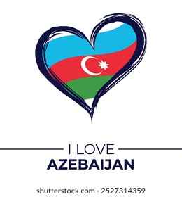 I Love Azerbaijan Banner with Flag in Heart. Azerbaijan love Emblem Isolated on White Background. Vector, Illustration, Isolated, Love, Background.