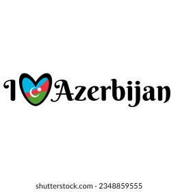  I love Azerbijan, vector graphic, heart flag