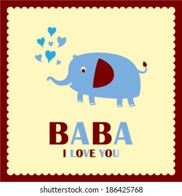i love baba elephant greeting card