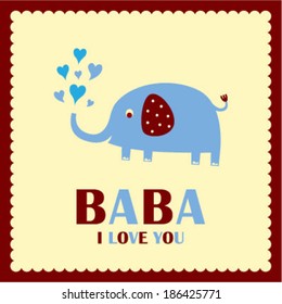 i love baba elephant greeting card
