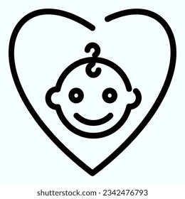 Love baby line icon. Heart and newborn vector illustration isolated on white. Child care outline style designed for and app. Eps 10.