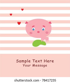 love baby piggy greeting card