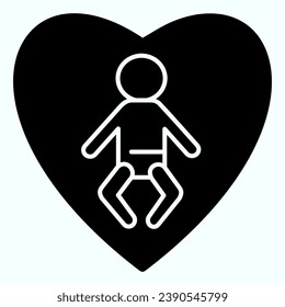 Amo el icono sólido del bebé. Niño en ilustración de vector cardíaco aislado en blanco. Diseño de estilo glifo de seguridad para recién nacidos, diseñado para web y aplicación. Eps 10