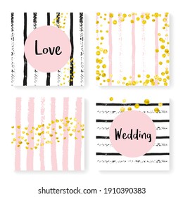 Love Backdrop. White Girly Illustration. Golden Glow Design. Mothers Card. Stripe Holiday Art. Black Birthday Wallpaper. Hand Drawn Particles Set. Golden Love Backdrop