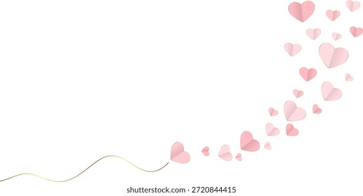 Love background abstract pink vector heart paper style illustration