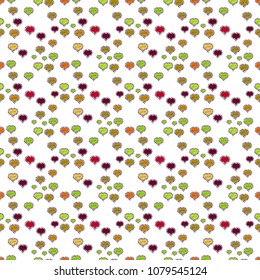 Love background. Background of big and small hearts with swirls in white, yellow and black colors. Seamless Love pattern. Vector illustration.