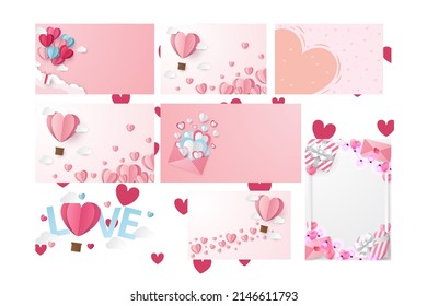 Love background collection for template background design, greeting card, poster. Valentine day. Couple love and romantic background. Valentine's day greeting card backgrounds.