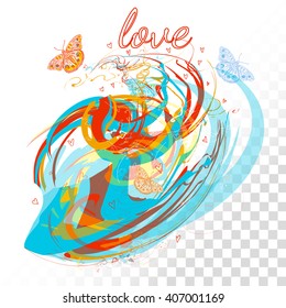 Love background colorful abstract watercolor butterfly on a white  splash watercolor 