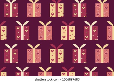 Love background concept. Colored pattern with heart and presents. Vector illustration design.  