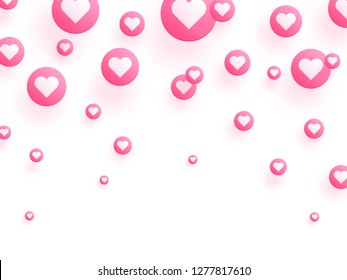Love background decorated with pink heart bubbles.