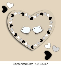 love background design with heart and two love birds.Eps10