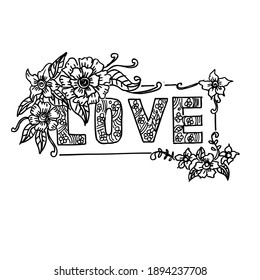Love, background with flowers, sketch
