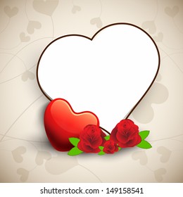 Love background with glossy red heart and blank space for your message. 