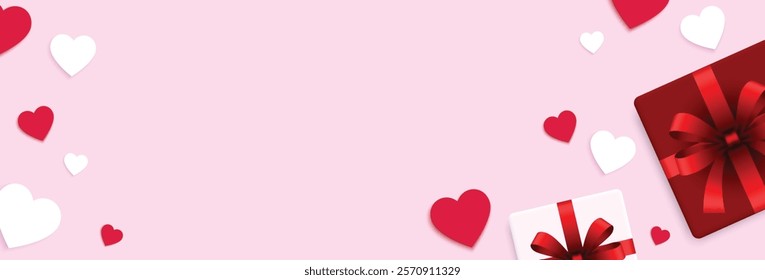 Love background with heart elements. Valentine's day, mother's day, holiday banner, card design. Vector illustration