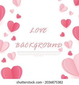 Love background. Hearts on a white background for greeting cards and greetings. Vector illustration.