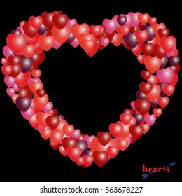 Love background with hearts.  Vector illustration.  
