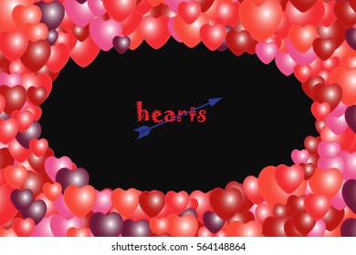 Love background with hearts.  Vector illustration. 