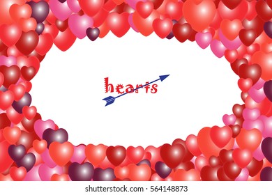 Love background with hearts.  Vector illustration. 